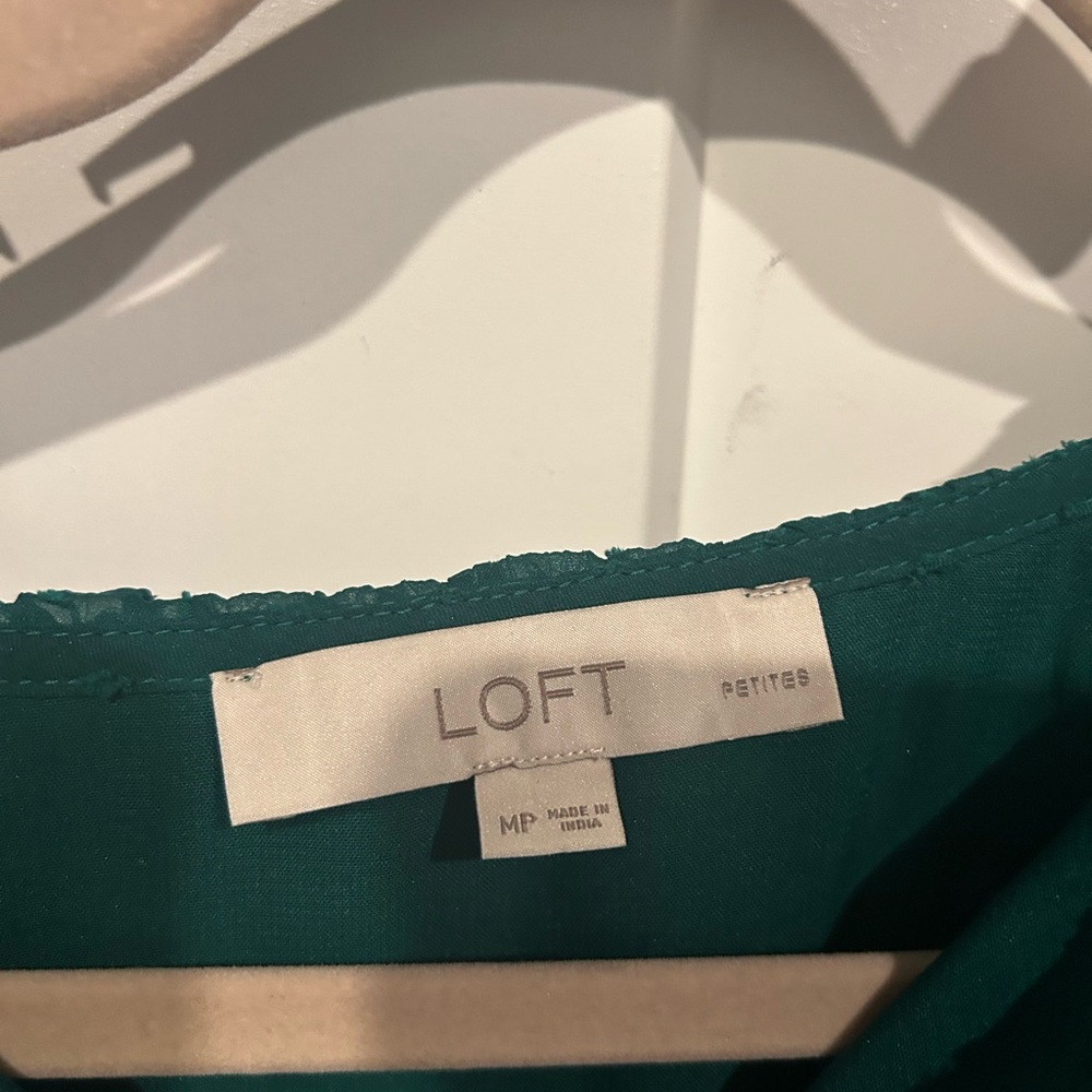 LOFT Teal Ruffle Blouse - Picture 2 of 4
